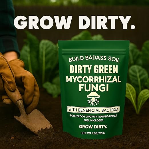 Dirty Green Microbe Blend Mycorrhizal Fungi &amp Beneficial Bacteria Inoculant – 4 oz Powder 1000 Spores/g Organic Root Booster for All Plants (No Fillers)