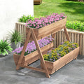 Moccha Vertical Raised Garden Bed 3 Fir Wood Planter Boxes for Flowers Vegetables Herbs Freestanding Flower Bed with Drainage Holes Elevated Garden Planter for Indoor Outdoor (44 x 36 x 35)