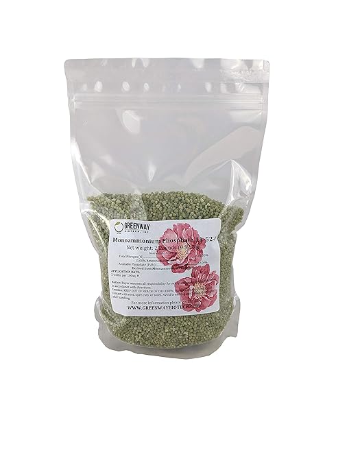Greenway Biotech's Monoammonium Phosphate 11-52-0 Fertilizer Contains 11% Nitrogen and 52% Phosphorus - Ultimate Plant Growth and Blooming Enhancer for Hydroponics and Soil Use (2 Pounds)