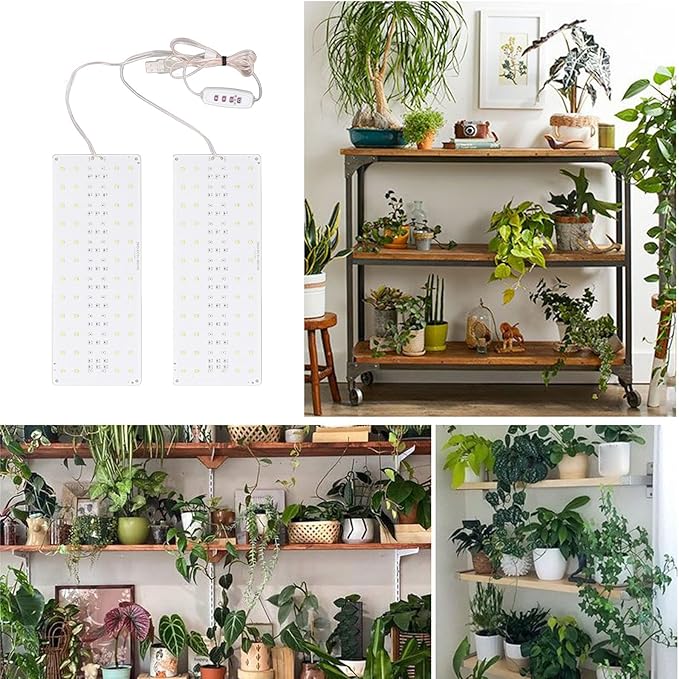 LED Plant Growth Lamp Dimmable Full Spectrum Indoor Grow Light USB 5V Greenhouses (Double Head)
