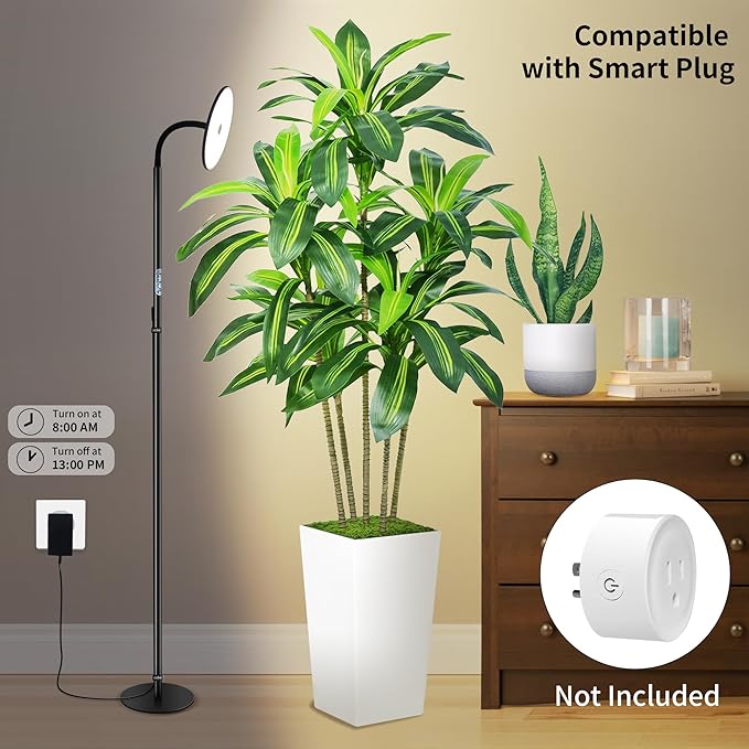 chiphy Grow Lights 60W Full Spectrum Tall Plant Light for Indoor Plants 10 Dimmable Brightness Height Adjustable Ideal for Large Tall Plants
