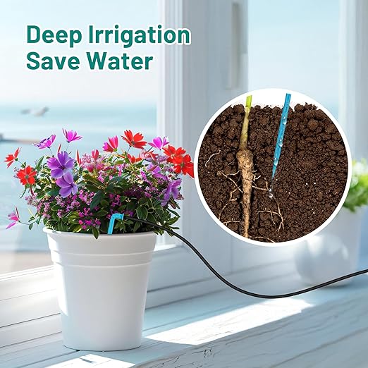 Biling 4W Solar Irrigation System for Garden Digital Programmable Smart Watering with 2200mAh Battery Solar Drip Irrigation System for 15 Potted Plants Outdoor Indoor Garden