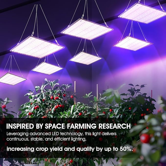 2 Pack LED Grow Light Panel 200W Lamp for Indoor Plants Sun Like with White Blue Red UV IR LEDs for 4x4ft Coverage Grow Tent Greenhouse Veg and Bloom Seedlings Hydroponics