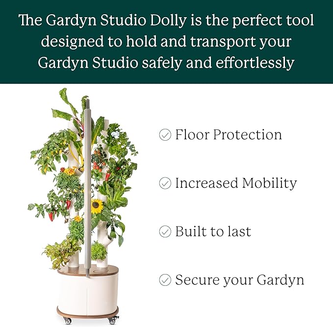 Gardyn Studio Dolly (a Rolling Cart Designed to Make Your Hydroponics Growing System Kit &amp Indoor Garden Tower Mobile) Easily Move Your Throughout Your Home While Protecting Your Floors