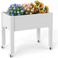 14 Gallon Raised Garden Bed with Wheels and Legs for Mobility Self-Watering Raised Planter Box with Drainage Plug and Gauge Durable Dust-Proof Resin for Garden Patio Balcony and Backyard