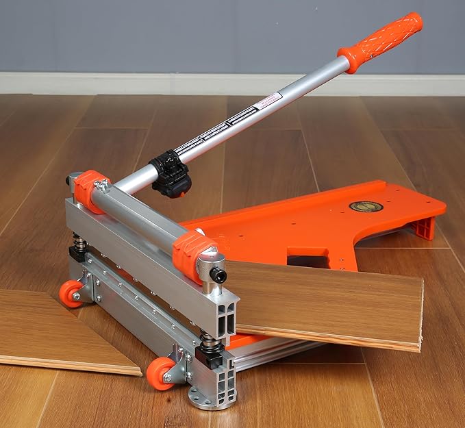 Laminate/Vinyl Floor Cutter 13” Vinyl Plank Cutter with Wheels – Easy Angle &amp Length Cutting Flooring Tools - Cuts Laminate Floor Engineered Wood LVP LVT VCT SPC WPC HSS Blade/LED Light