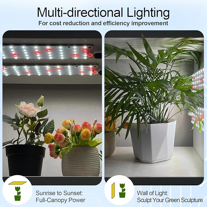 DOMMIA Grow Lights 40W Linkable Grow Light for Indoor Plants Full Spectrum 6/12/16h Timer Dimmable Ultra-Thin Plant Lamp for Indoor Growing Netural White 1-Set
