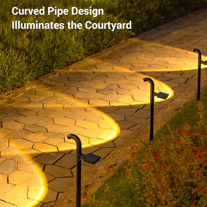2pcs 23.2in Solar Landscape Lights Set Bright Pathway Lighting Efficient Solar Panel for Outdoor Garden Yard Pool (Warm Light)