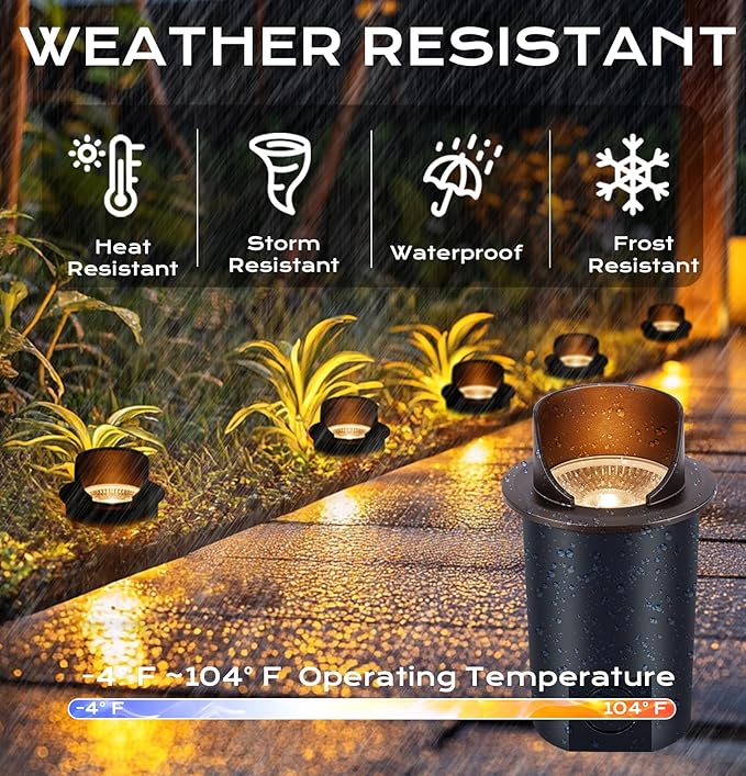 [6 Pack] CLOUDY BAY 9W Well Lights Landscape LED In Ground OutdoorShielded TopLow Voltage 12-24V AC/DCWaterproof Aluminum Uplights2700K/3000K/3500K/4000K/5000KBronze