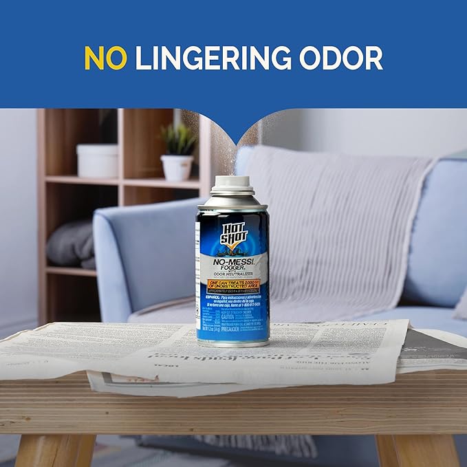 Hot Shot No-Mess! Fogger With Odor Neutralizer 3 Count-1.2 Ounce Cans Kills Hidden Bugs No Need To Turn Off Pilot Lights 6 Pack