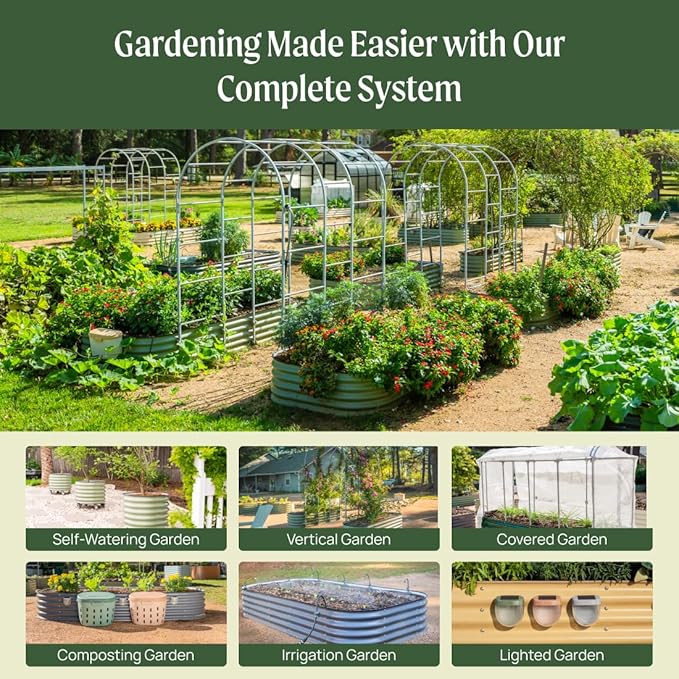 Vego garden Raised Garden Bed Kits 17 Tall 9 in 1 8ft x 2ft Metal Raised Planter Bed Outdoor for Vegetables Flowers Ground Planter Box Terra Cotta