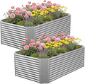 2 Pack 4x2x1.4 ft Galvanized Steel Raised Garden Bed for Outdoor Gardening Weatherproof Metal Planter Box Ideal for Vegetables and Herbs Easy to Assemble and Maintain