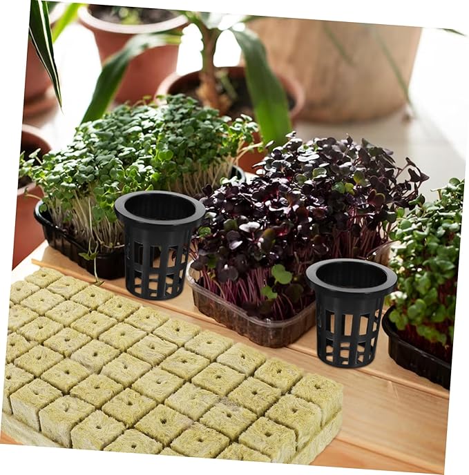 Happyyami 1set Hydroponics Growing System Kit Self-Watering Planter Baskets Cubes and Rope for Soilless Cultivation of Flowers and Vegetables