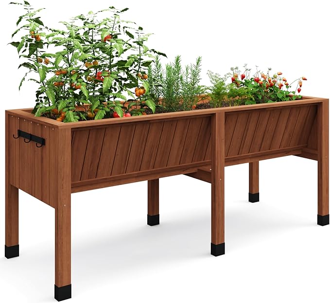 Wood Plant Growing Bed Large with Hook - Raised Garden Bed