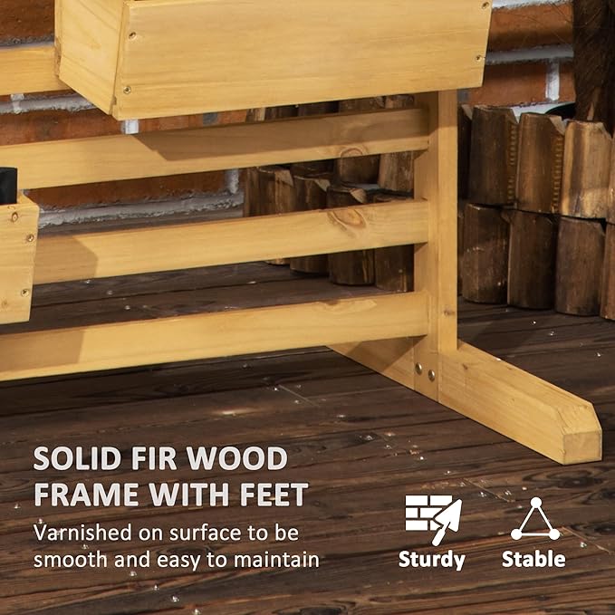 Wooden Plant TrStand with 5 Hanging Planter Boxes Freestanding Outdoor Plant Stand for Patio Garden Balcony Porch