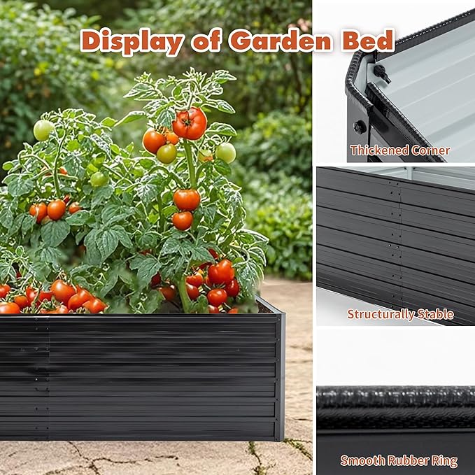 2-Pack 8x4 FT Deep Root Raised Bed Kit Create a 64 Sq Ft Home Food Garden - Commercial-Grade Galvanized Steel Planter Boxes for Vegetables Fruits &amp Orchard Trees