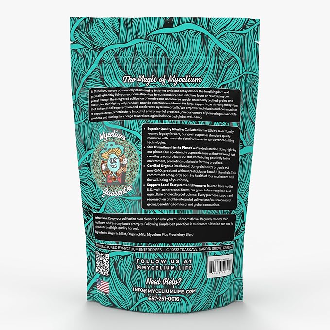 Mycelium Plus Grain Mix Mushroom Spawn Millet Grain I Organic Grain Feed Mushroom Growing Kit I Indoor Cultivation for Starter &amp Pro Home Growers I Non-GMO &amp Sourced from Local USA Farms 5lb