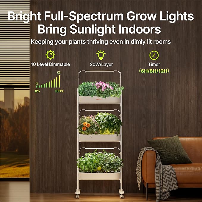 SUNCOZE 3-Tier Hydroponics Growing System Kit with 36 Pods – Full Spectrum Grow Lights Hydroponic System Equipped with Smart Controller Indoor Herb Garden Kit for Vegetables Herbs Fruits&ampFlowe