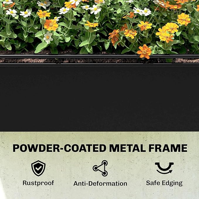 Outsunny Raised Garden Bed with Flip-Up Greenhouse Cover Metal Elevated Garden Bed with Legs and Drainage Hole Outdoor Raised Planter Box for Vegetables Herbs Flowers 39.4 x 18.9 x 52.8 Black