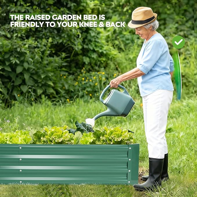 ZORMY 2 Pcs 8x2x1ft Galvanized Raised Garden Bed Outdoor Metal Planter Boxes with Easy Assembly Planter Raised Beds for Gardening Flower Plants Vegetable Herb - LotusGreen