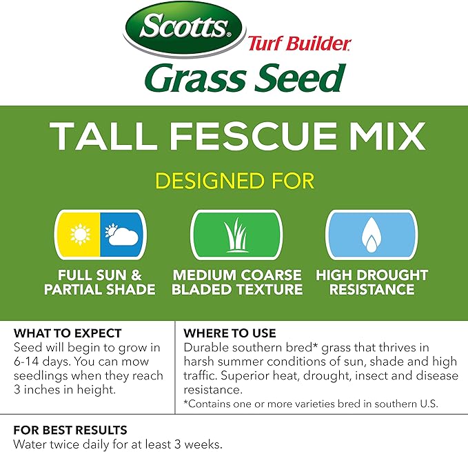 Scotts Turf Builder Grass Seed Tall Fescue Mix Grows Deep Roots for a Durable Livable Lawn 40 lbs.