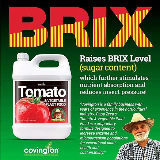 Covington Organic Liquid Tomato &amp Vegetable Fertilizer (32oz) – Easy-to-Use Water-Soluble Plant Food for Tomatoes Peppers and Edibles – Natural Garden Nutrients