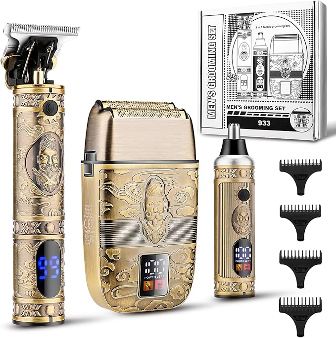 Karrte Men’s Grooming Kit Professional Hair Clippers and Shaver for MenElectric Razor and Nose Trimmer SetBeard Trimmer with 2 Foil HeadGifts for Men