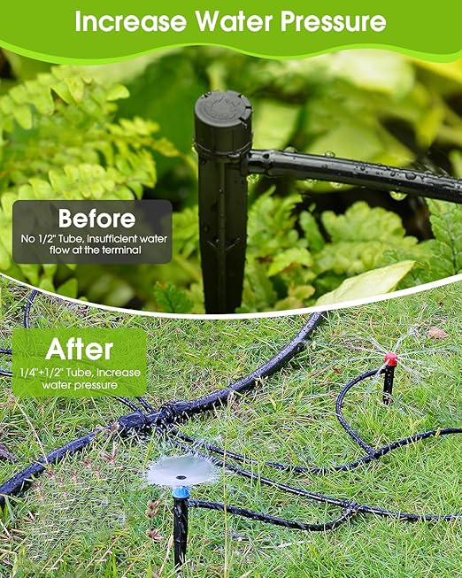 Irrigation System Kit MSDADA 226Ft Garden Watering System Automatic Drip Irrigation System Plant Watering Devices with Distribution Hose Plant Drip Feeders for Indoor Greenhouse Flower Bed Patio