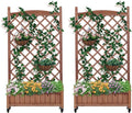 2-Pack Raised Garden Beds with Trellis | Outdoor Wooden Planter Boxes on Wheels | Climbing Plant Stand with Drainage Holes