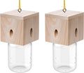 2 PCS Wood Carpenter Bee Trap for Outside - Best Bee Trap - Cube Style Nature Hanging Carpenter Bee Traps Plastic Jar Outdoor - Insect Traps