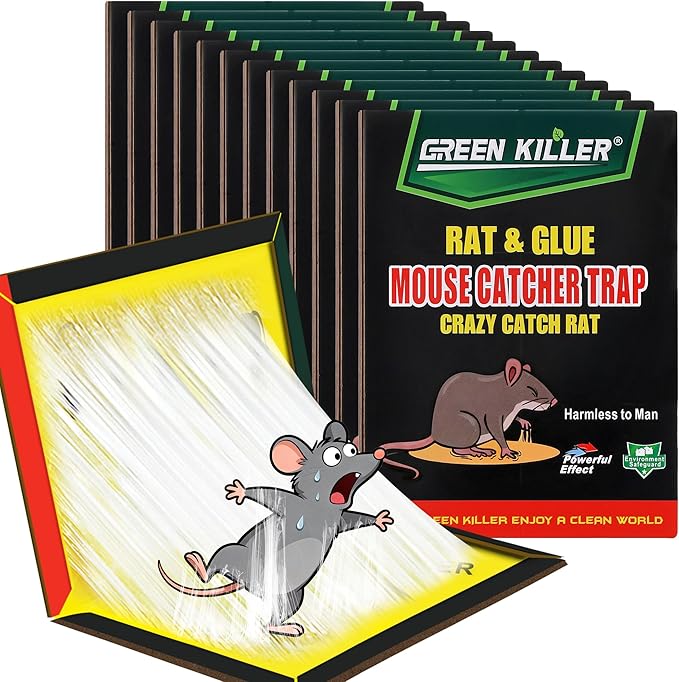 12 Pack Sticky Mouse Traps Sticky Traps for Rats Mice Rodents Snakes No Touch Indoor Mouse Traps for Home Kitchen Garage Attic Basements Easy to Set Black
