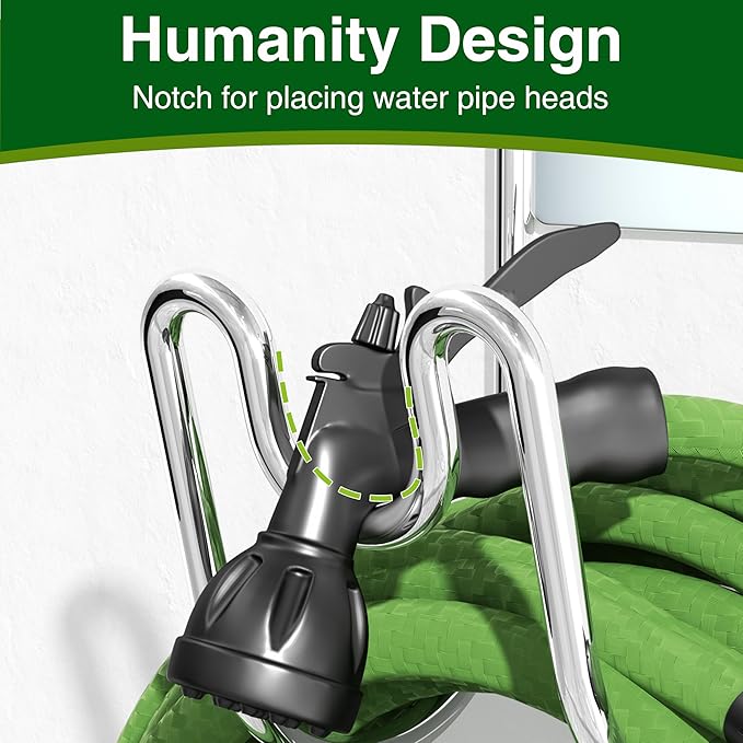 Stainless Steel Garden Hose Holder - Silver SS304 Water Hose Holder - Wall Mounted Hose Hanger Heavy Duty for Water Hose Extension Cords Vacuum Hose Anti-Rust (2 Pack)