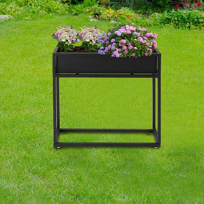 Raised Garden Bed Standing Metal Growing Bed Planter Box Stand with Legs for Backyard Patio Balcony Outdoors or Indoors (28 * 8 * 28in)