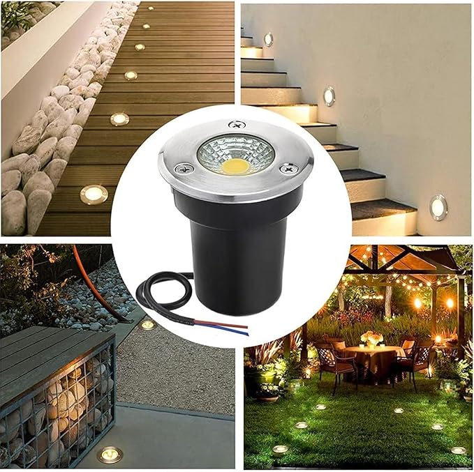 3PCS Ground LED Landscape Lamp - 1/3W Outdoor Buried Lights IP65 Waterproof Underground Buried Lamp Recessed LED Spotlight for Driveway Deck Step Villa DecoratBlue Light 3W