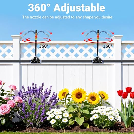 360° Adjustable Drip Irrigation System - Compatible 1/4 Irrigation System 50FT Garden Watering Atomizing System with 15 Nozzles Greenhouse Accessories for Yard Lawn Plants Garden