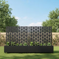 Casaphoria 47x47 Metal Raised Garden Bed with Trellis(2 Pack) Outdoor Planter Box with Wheels &amp Drainage Holes for Climbing Plants Flowers Elevated Garden Kit with Privacy Screen Black-Squar