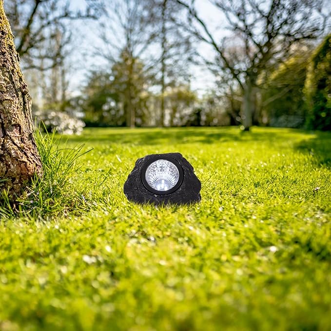 Solar Energy Lawn Lamp 2pcs Waterproof Stone Spotlight with 3 LEDs Outdoor Garden Flood Light Landscape Lighting