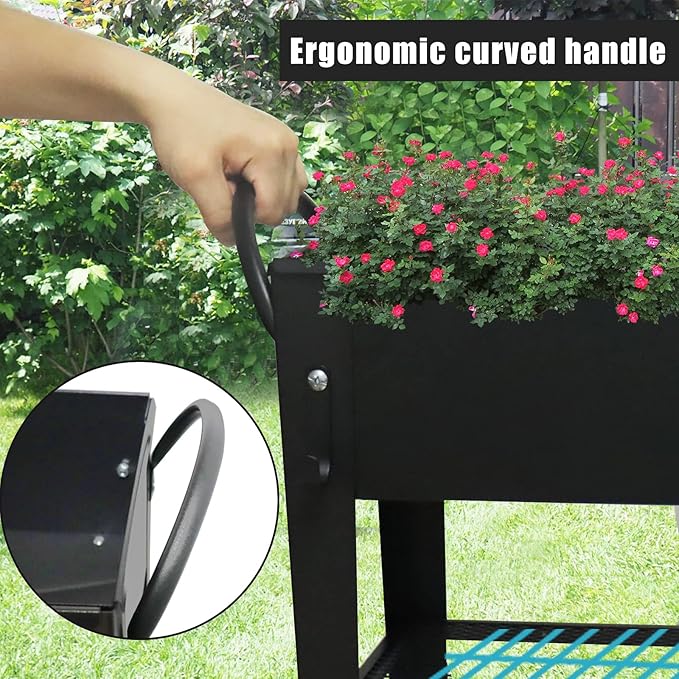 Raised Garden Planter Beds with Wheels Legs Large Planters Box for Indoor Outdoor PlantsMetal Galvanized Elevated Rectangle Herb Planter Box for Vegetables Flower Patio 31.5 H