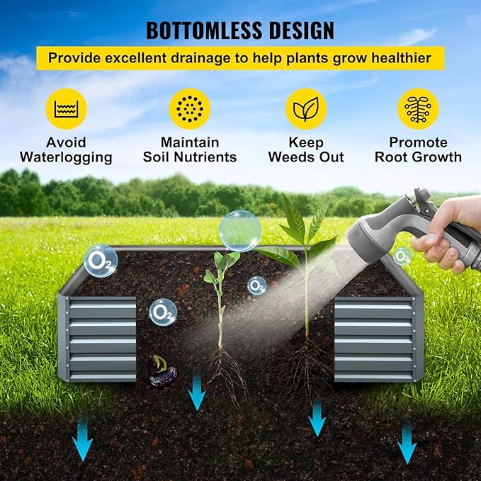 80 x 40 x 19Galvanized Raised Garden Bed Metal Planter Box Gray Steel Plant Raised Garden Bed Kit Planter Boxes Outdoor for Growing VegetablesFlowersFruitsHerbsand Succulents