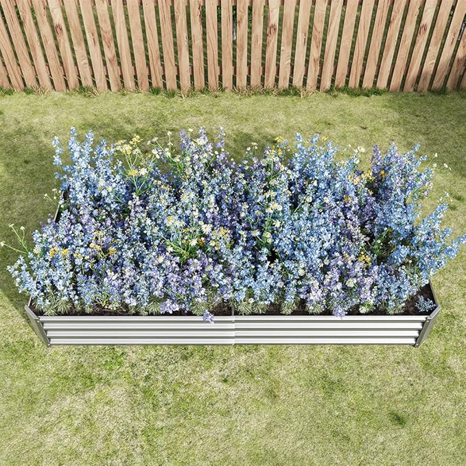 Raised Garden Bed 7.6x3.7x0.98ft Galvanized Raised Garden Bed Kit Outdoor Metal Planter Box Steel Large Deep Root Planter Box for Vegetables Flowers Herbs