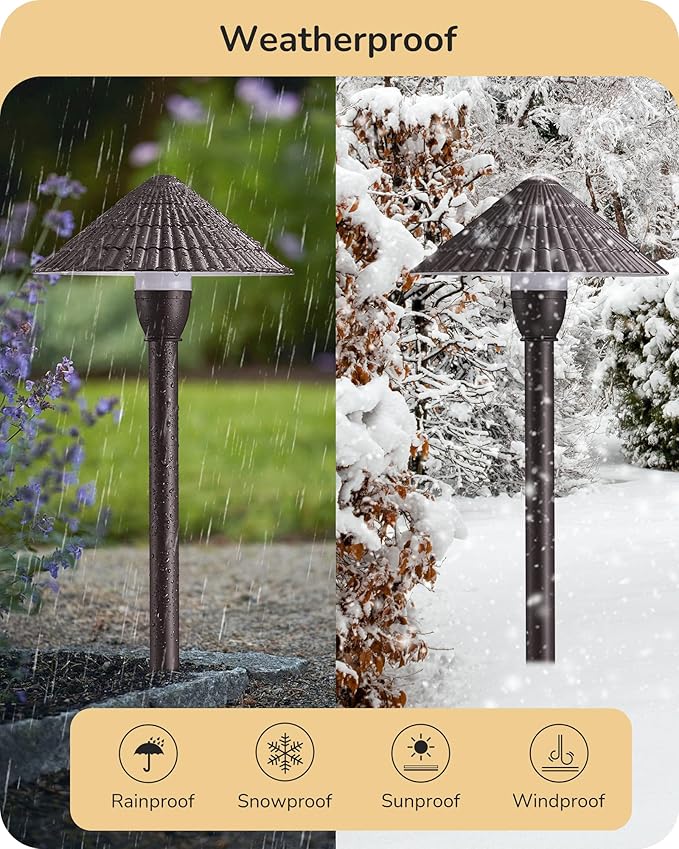EDISHINE 5CCT Low Voltage Pathway Lights Wired 2700K/3000K/3500K/4000K/5000K LED Landscape Path Lights 12V 3W 160LM Waterproof Outdoor Landscape Lighting for Yard Garden Walkway Aluminum 4 Pack