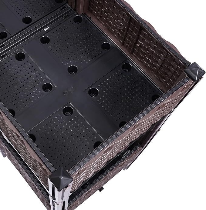 6PCS Square Raised Garden Bed Self-Watering Plastic Planter for Indoor Outdoor Vegetables Fruits Potato Flowers All Weather