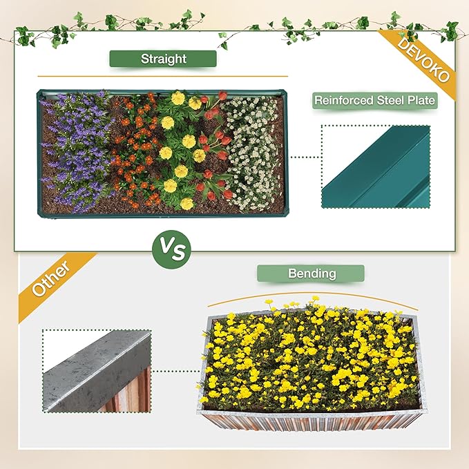 Devoko 6 x 3 x 1 FT Raised Garden Beds Outdoor Galvanized Planter Box Metal Raised Beds for Flower Vegetables Herb