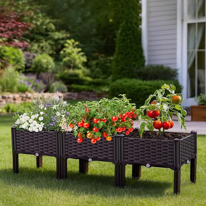 Raised Garden Bed with Legs Large Planter Box Raised Garden Beds Outdoor Rectangular Elevated Planter Box for Gardening Vegetables Flowers Fruits and Plants 47.2(L) x 15.7(W) x 14.5(H)