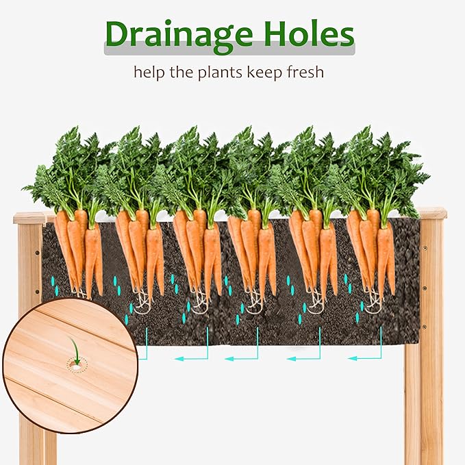 MCombo Raised Garden Bed 3 Tier Outdoor Wood Elevated Planter Box Kit Raised Garden Boxes for Vegetables Herb and Flowers 72 x 17.7 x 31.5 Inches 0908 (Natural)