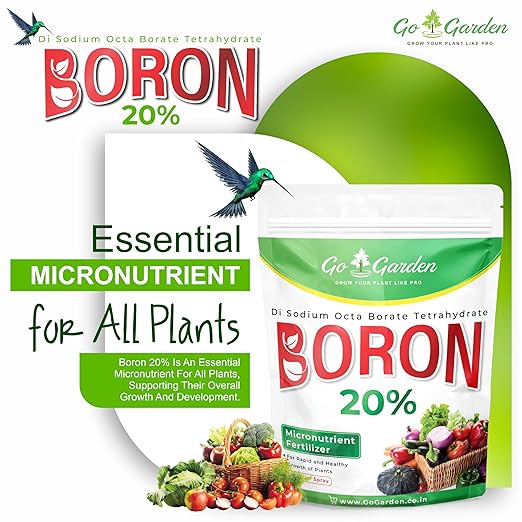 Go Garden Boron 20% Micronutrient Fertilizer - Boosts Vegetable Growth 250g Powder Fertilizer for Plants