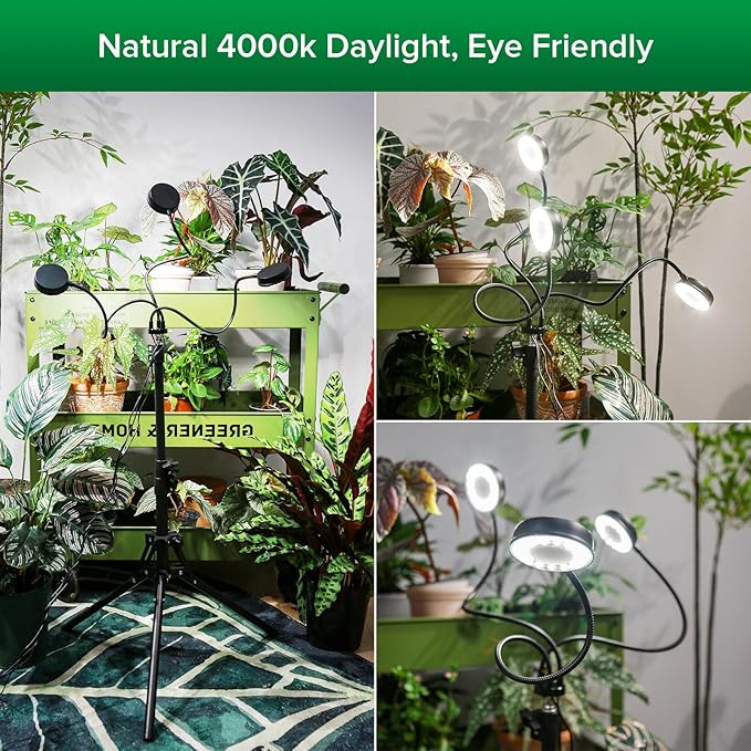SANSI Grow Lights for Indoor Plants Dimmable 30W Plant Lights for Indoor Growing 3 Head 35-65 Adjustable Tripod Stand Plant Grow Light Indoor Auto On/Off Timer Led Grow Lights for Indoor Plants