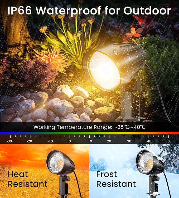 MEIKEE 7W Low Voltage LED Landscape Lights 800LM 12V Outdoor Landscape Lighting 2700K Warm White IP66 Waterproof Garden Pathway Lights Yard Lawn Spotlights with Connectors (4 Pack)