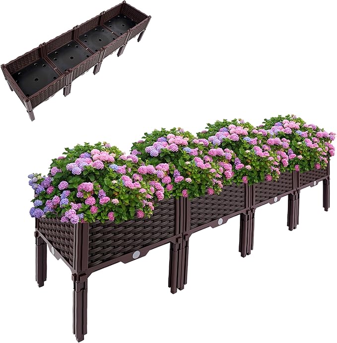 Raised Garden Bed Brown Planter Boxes Outdoor Large Raised Garden Bed Outdoor for Vegetables Flowers Herbs for Yard Patio Balcony
