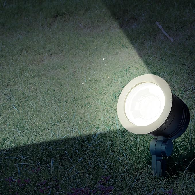 Four Seasons Courtyard Fusion Wired Low-Voltage LED Spotlight Metal Outdoor Patio Lawn Landscape Ground Stake Light with Adjustable Head 1000 Lumens Black